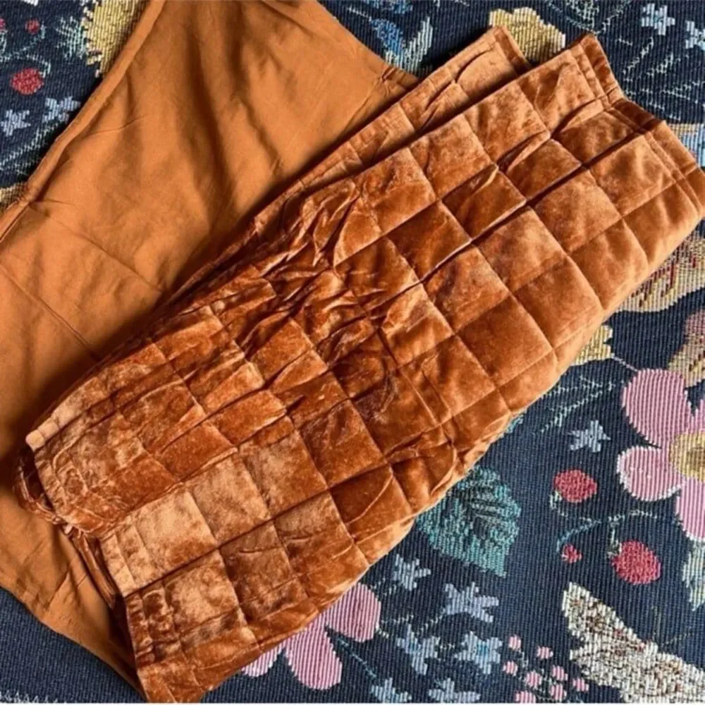 Rust Amber Velvet Queen Quilt Coverlet Set Luxury Bedding Comforter Shams NEW